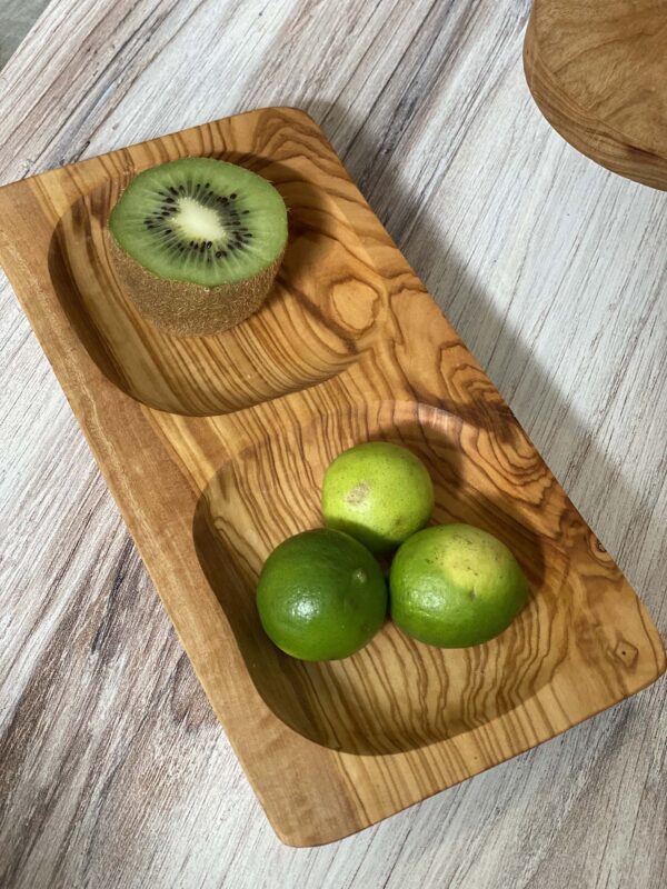 Olive Wood 2 Section Rectangular Appetizer dish - Scents & Feel
