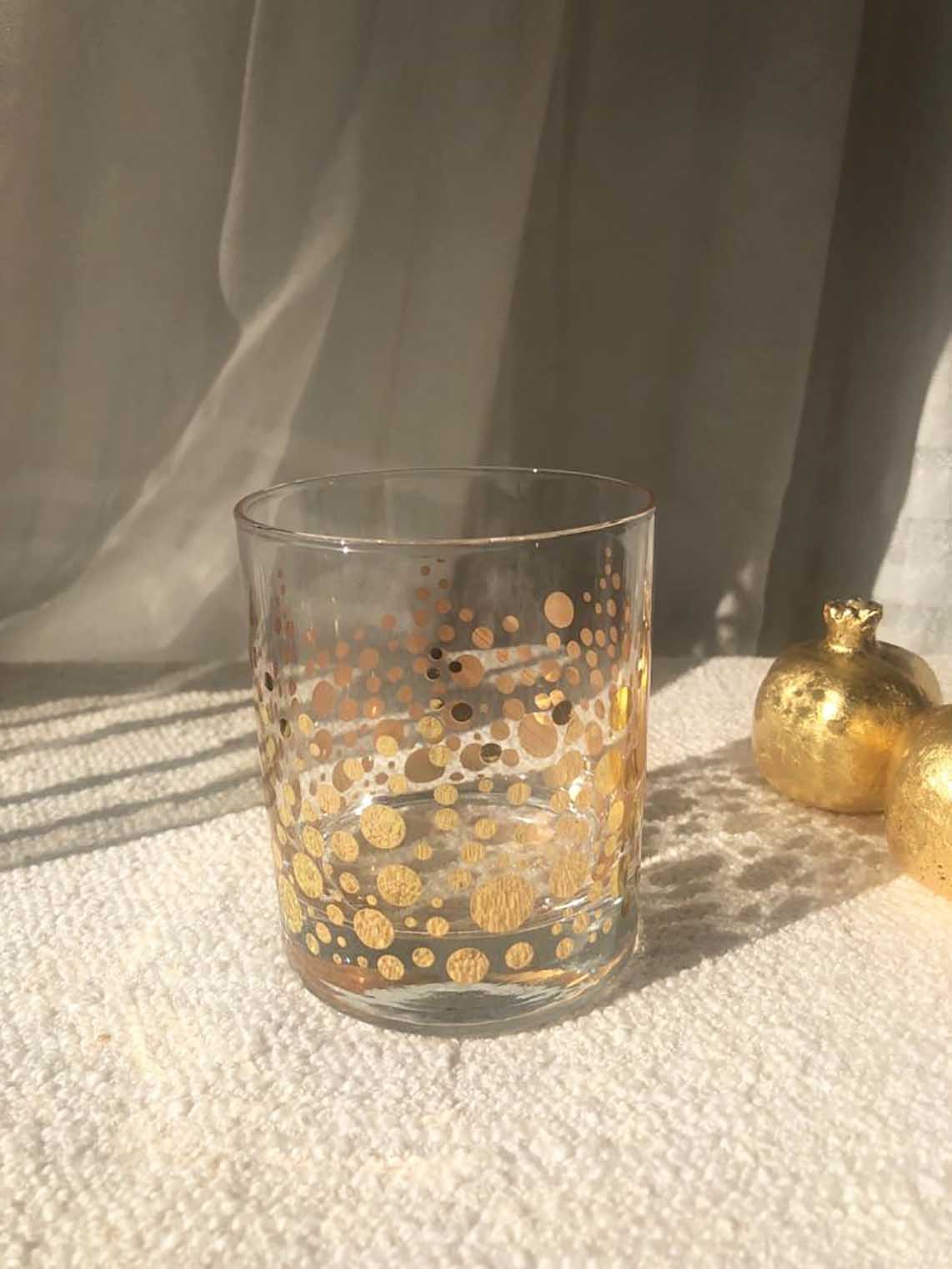 Set of 6 Drinking Glasses Clear Gold Spots - Scents & Feel