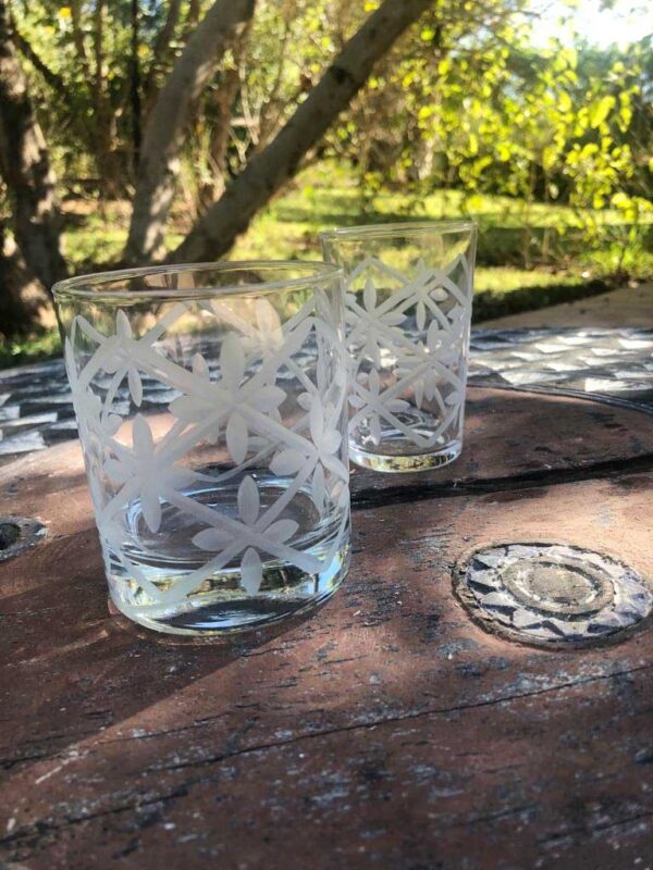 Set of 6 Drinking Glasses Carved Frosted White Petals – The Lark Denver