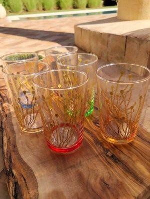 Set of 6 Colored Tea Glasses Reed colored bottom - Scents & Feel